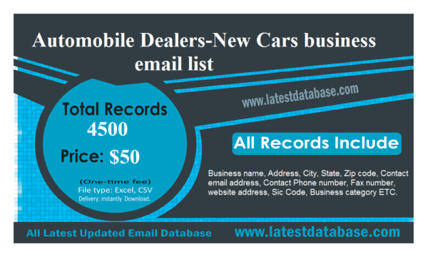 Automobile Dealers-New Cars Email Insights Data