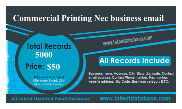 Commercial Printing Nec Email Insights Data