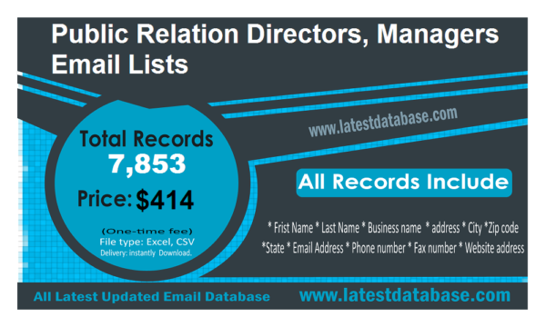 Public Relation Directors Managers Email Insights Datas