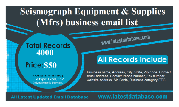 Seismograph Equipment & Supplies (Mfrs) Email Insights Data