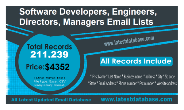 Software Developers, Engineers, Directors, Managers Email Insights Datas